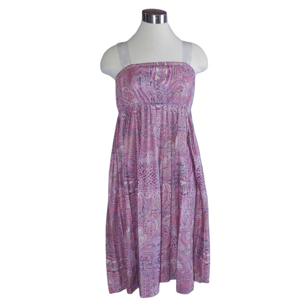Vintage 1960s/70s Mauve Strapless Babydoll Dress Pleated Skirt
